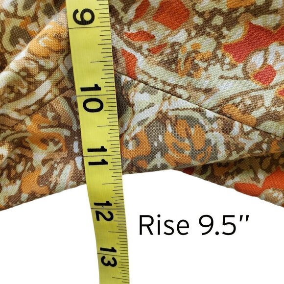 Sigrid Olsen Orange Yellow Brown Japanese Floral motif print dress pants Size 8 - Picture 8 of 12